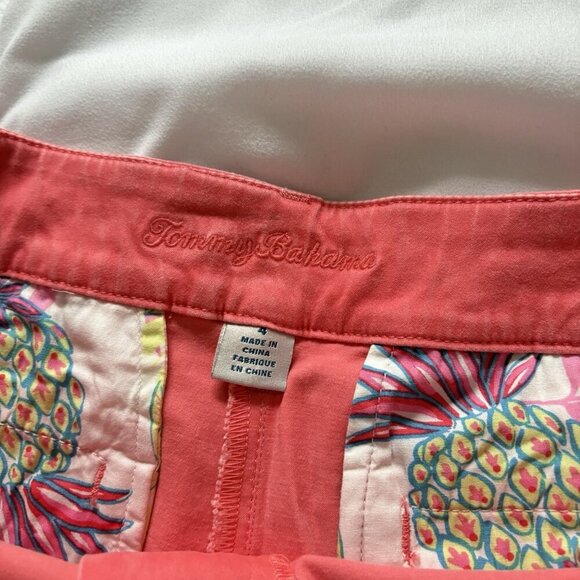 Tommy Bahama Shorts Womens 4 Pink Coral Pineapple Linen Beach Preppy Summer - Picture 5 of 7
